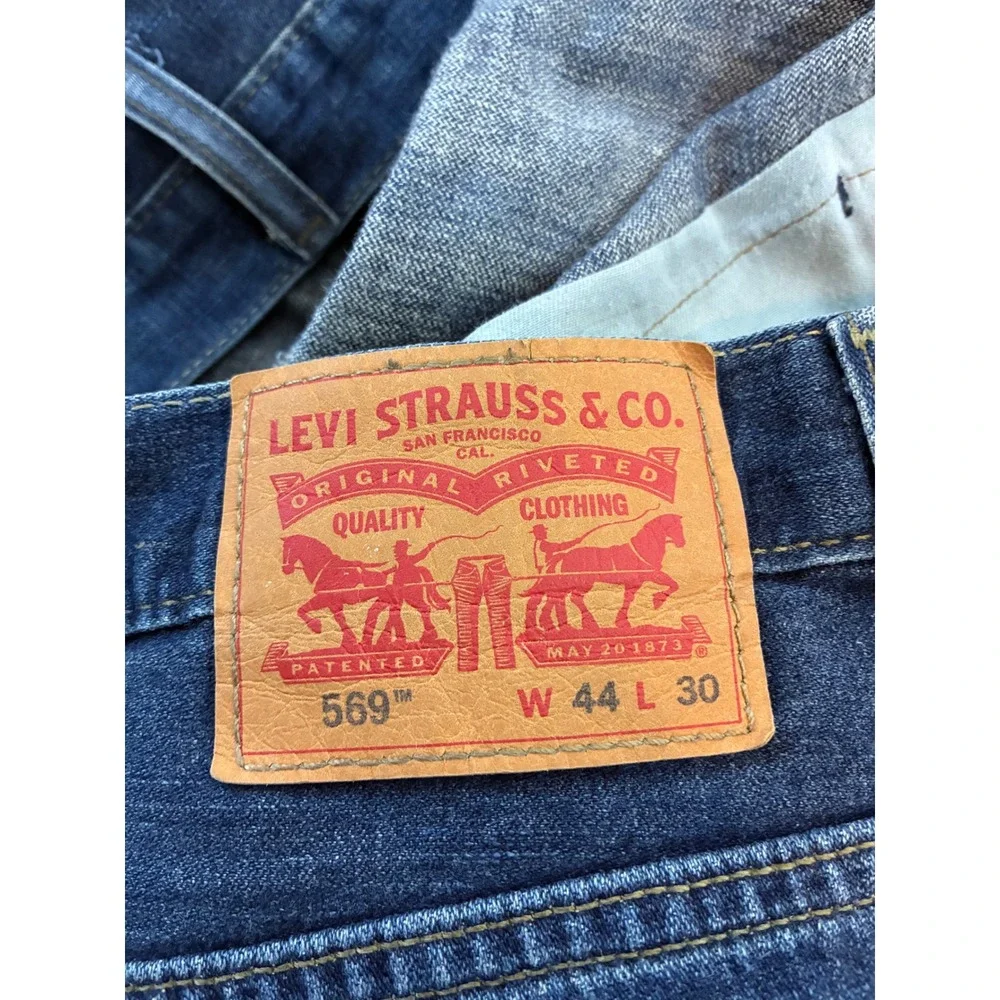 Levis 569 Loose Straight Leg Jeans Mens 44x30 Blue Baggy Denim Skater Y2K Medium
